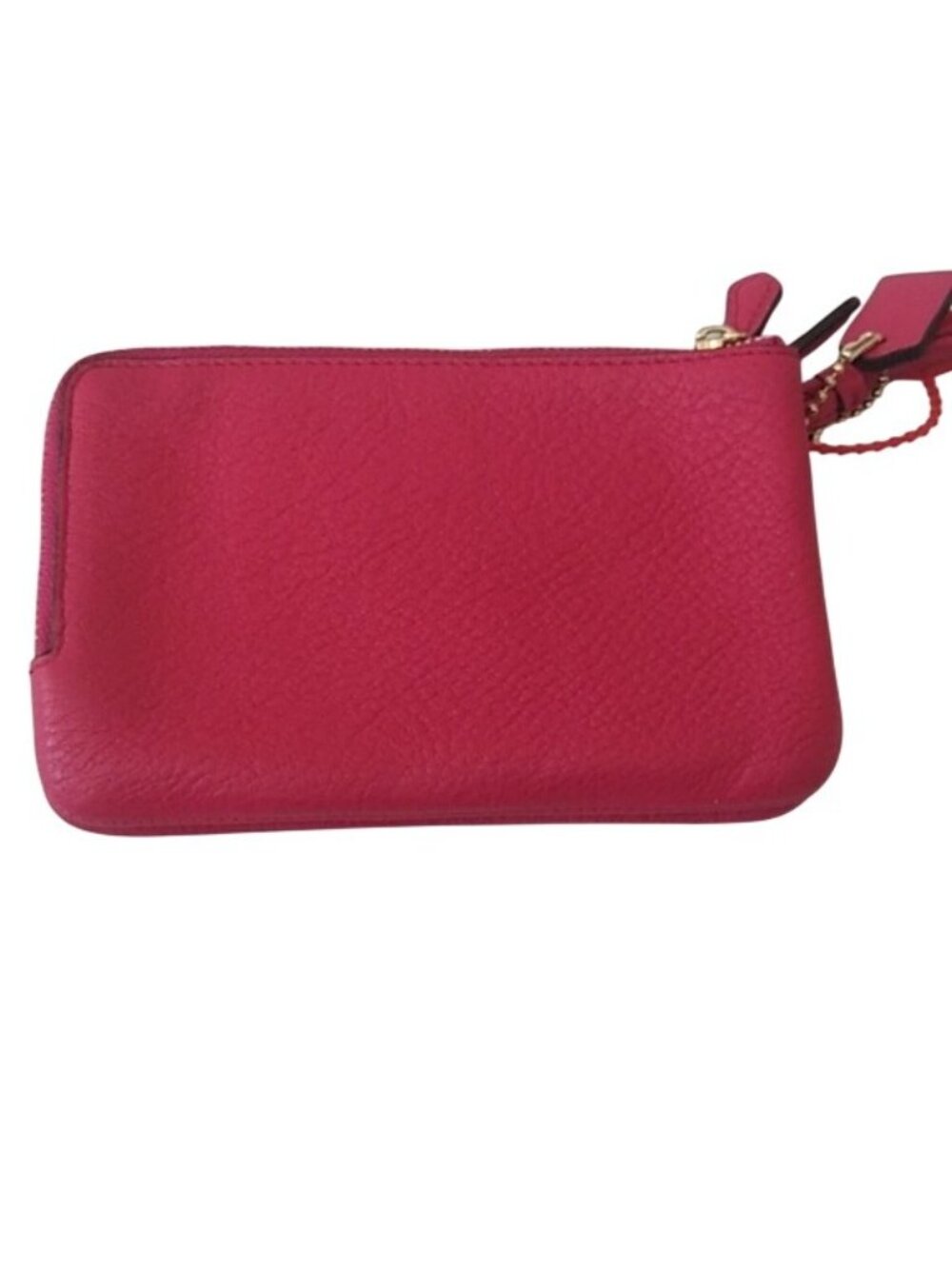 Coach F66505 Pebble Leather Double Corner Zip Wristlet, IM/Bright Pink - Picture 5 of 7